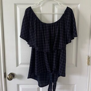 Promesa Navy Checkered Blouse